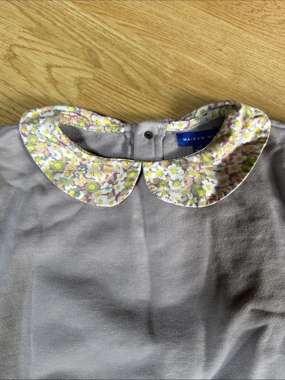 Maison Me cotton Sweatpants sweatshirt set Peter Pan collar purple floral detail